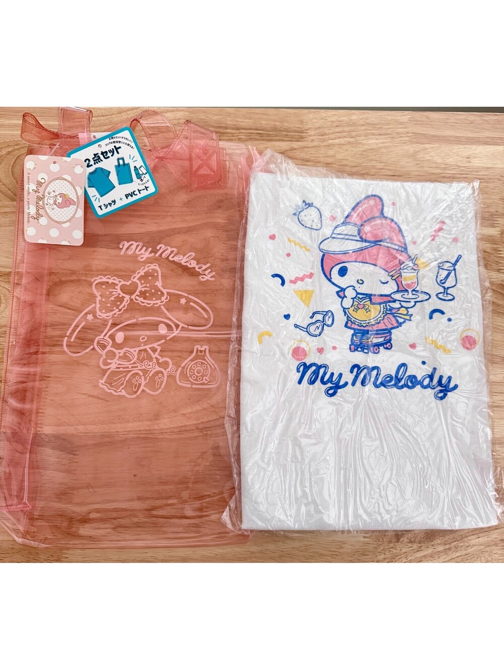Sanrio Shirt and Bag Set My Melody Large Top, Pink Jelly Tote Purse, Size L NWT